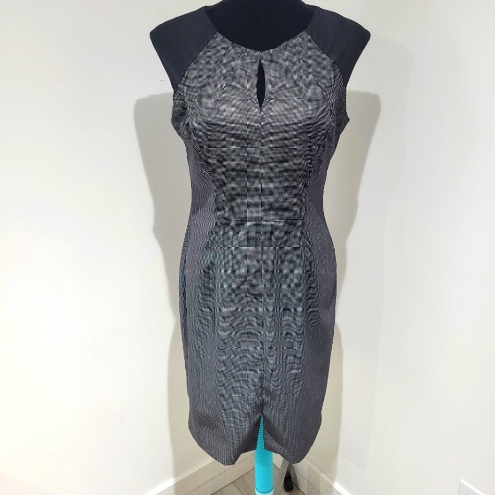 Nine West Women's Colorblock Sleeveless Structured Pencil Dress 10 Black Gray